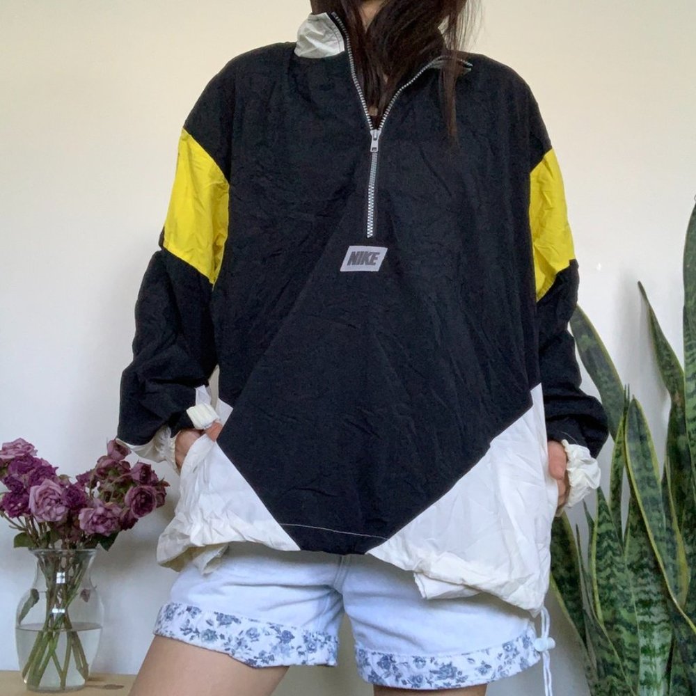Nike Black + Yellow Colorblock Windbreaker